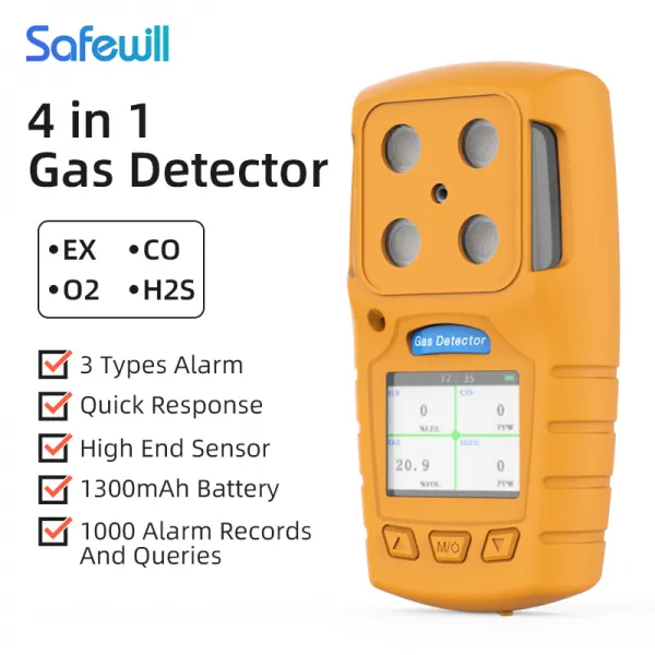 Handheld Economical Multi Gas Detector Capable of Measuring Carbon Monoxide, Hydrogen Sulfide, And Oxygen Carbon Hydrogen Sulfide