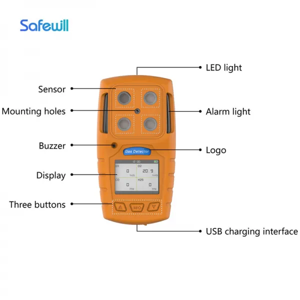 Portable Multi gas detector ES30A for EX O2 H2S CO